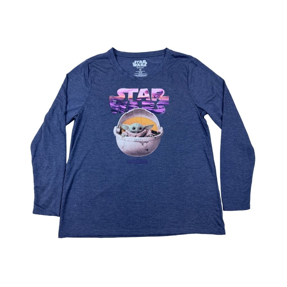 Star Wars Mandalorian Baby Yoda Gray Long Sleeve Shirt Size M